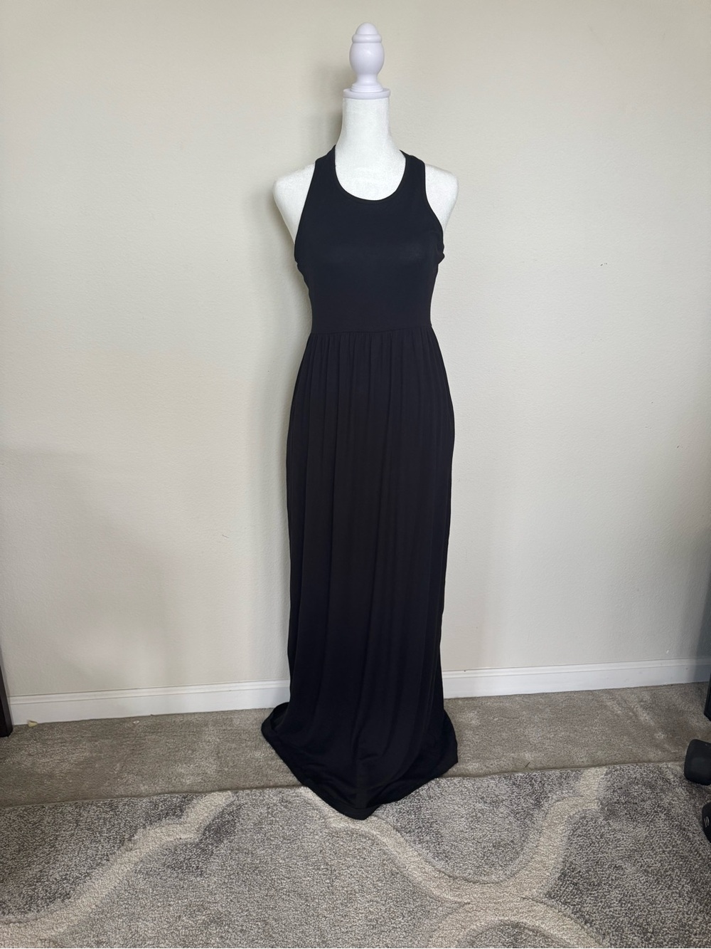 Sleeveless Black Racerback Maxi Dress - Elegant Everyday Style
